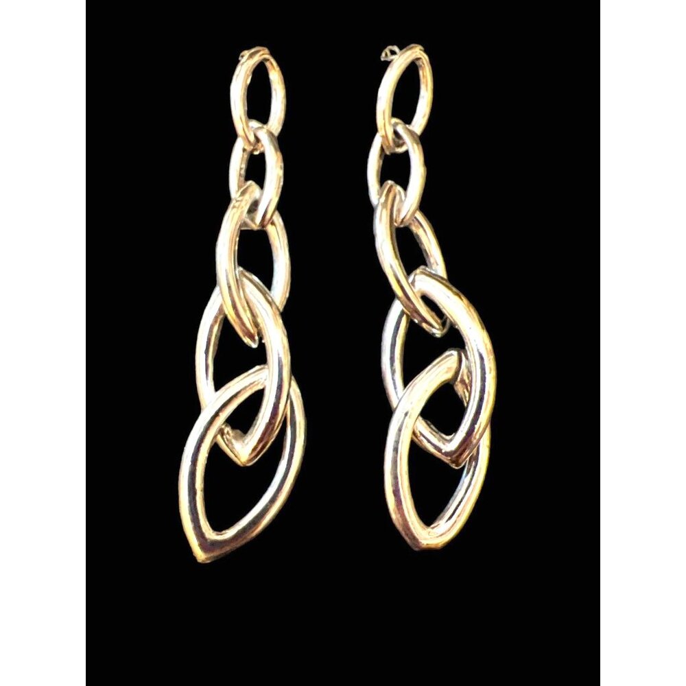 Very Nice Silver Chain Links Dangle Drop Stud Earrings